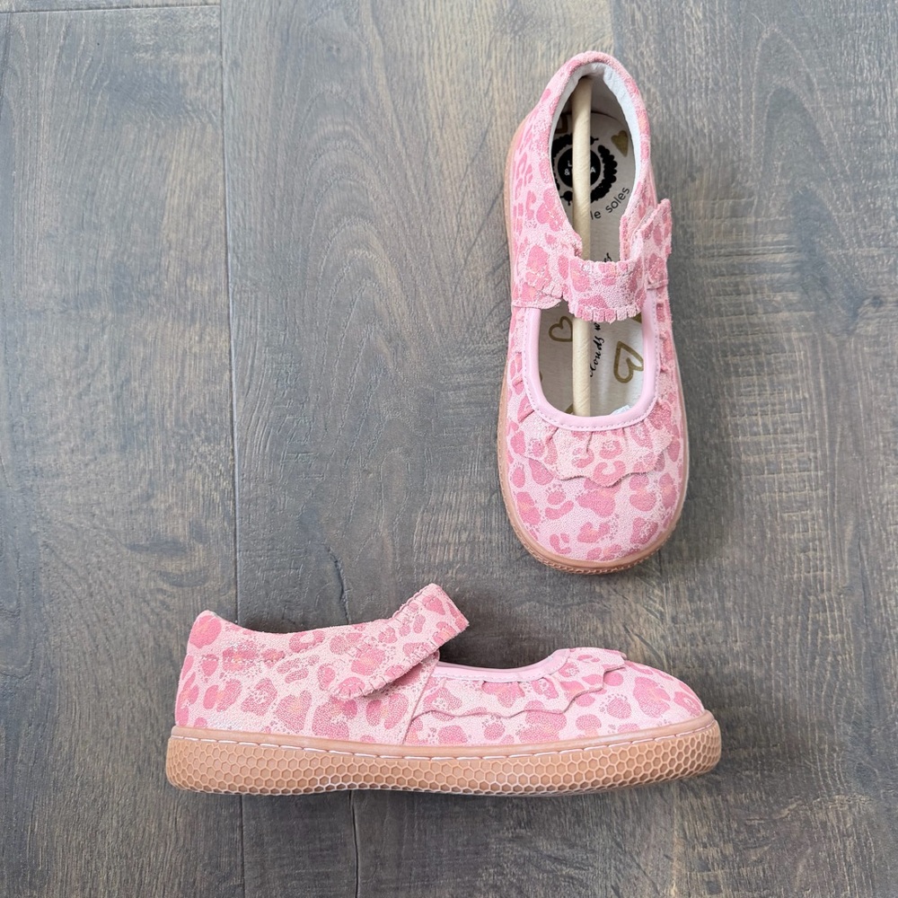 NEW Livie & Luca Ruche Classic Mary Jane | Pink Leopard Shimmer | Size: 13 - Picture 4 of 7